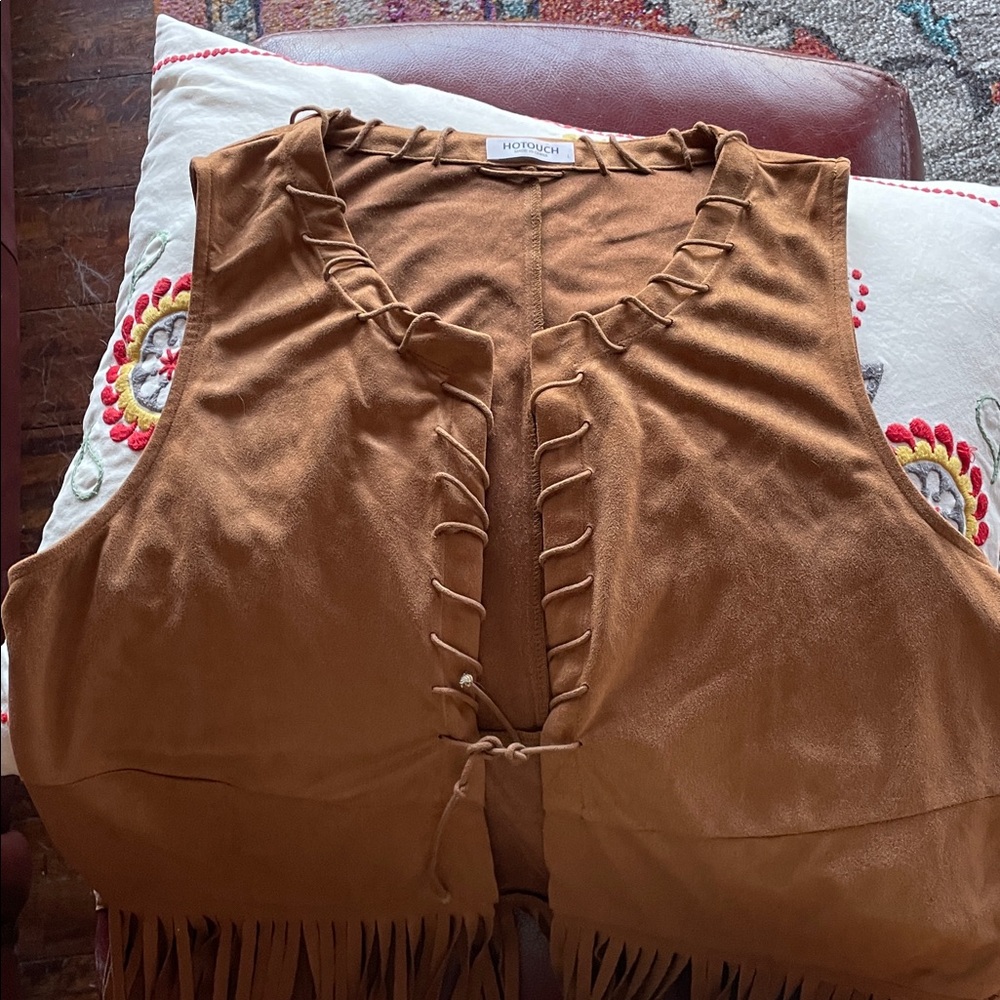 HOTOUCH Brown Fringe Vest, Size L